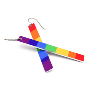 Rainbow color block bar earrings in vibrant colors by ColorUpLife.