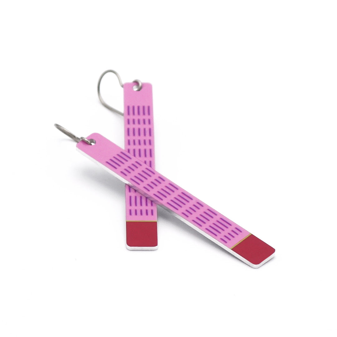 Pattern bar earrings in a light berry and dark berry color by ColorUpLife.