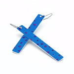 Blue polka-dot bar earrings by ColorUpLife.