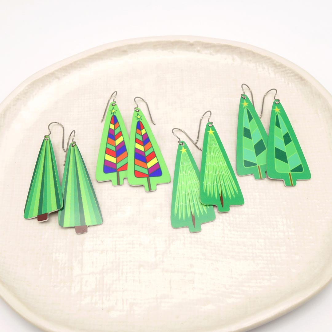 4 pairs of Xmas tree earrings by ColorUpLife