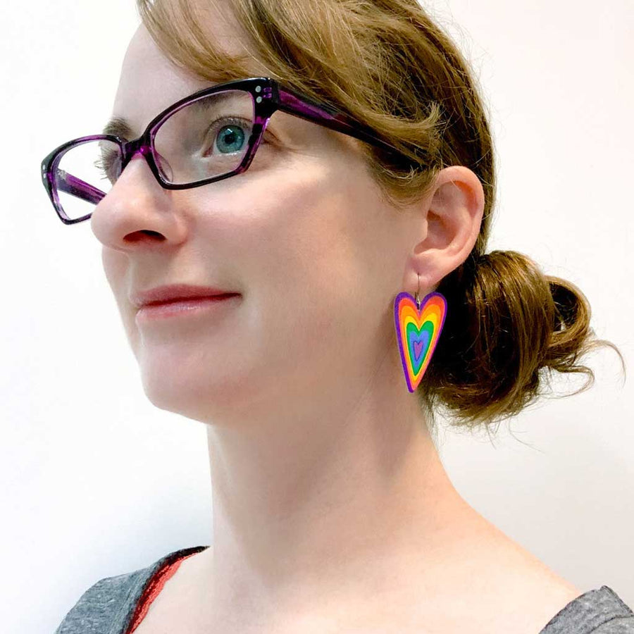One pair of rainbow heart earrings by ColorUpLife.