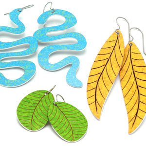 River and Leaf Dangle Earrings by ColorUpLife