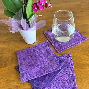 Dotty Purple reversible fabric coasters by ColorUpLife