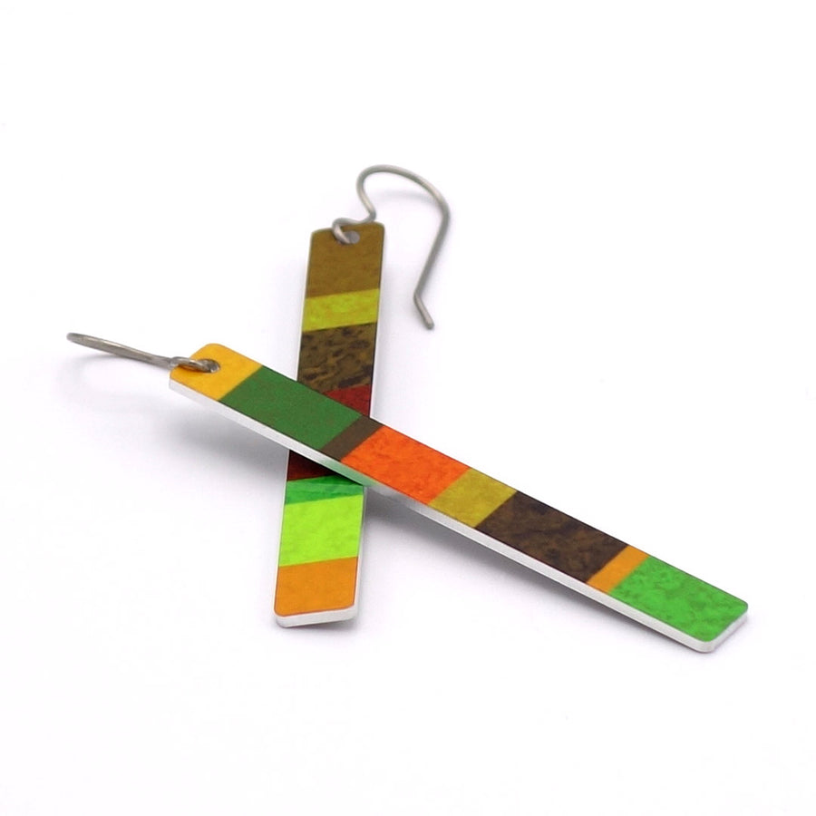 Cool tone color block bar earrings by ColorUpLife.