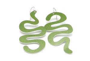 Large Green Squiggle Earrings by ColorUpLife