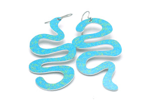 Large Light Blue Squiggle Earrings by ColorUpLife