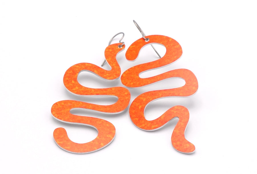 Large Red Squiggle Earrings by ColorUpLife