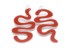 Large Red Squiggle Earrings by ColorUpLife