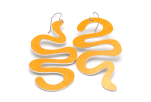 Large Yellow Squiggle Earrings by ColorUpLife