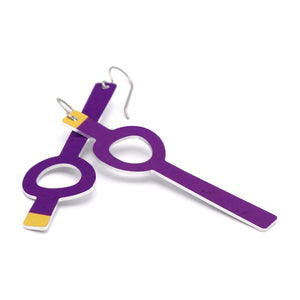 Long asymmetrical earrings in purple by ColorUpLife.