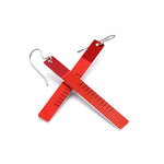 Red ruler earrings with titanium hooks by ColorUpLife.