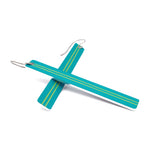 Teal and yellow striped bar earrings by ColorUpLife.