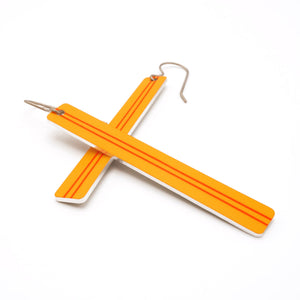Yellow and red striped bar earrings by ColorUpLife.