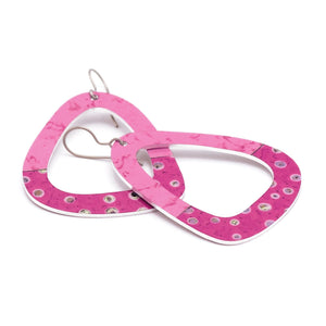 Large pink triangle earrings with polka dots by ColorUpLife.