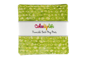 Bamboo Green Batik Fabric Mug Mats by ColorUpLife