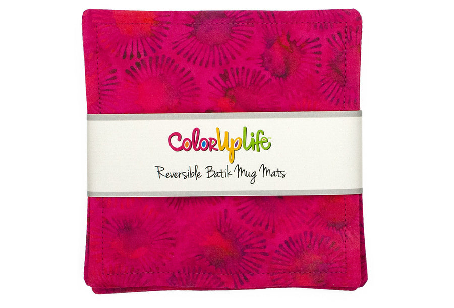 Fuchsia Batik Fabric Mug Mats by ColorUpLife