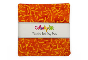 Tangerine Batik Fabric Mug Mats by ColorUpLife