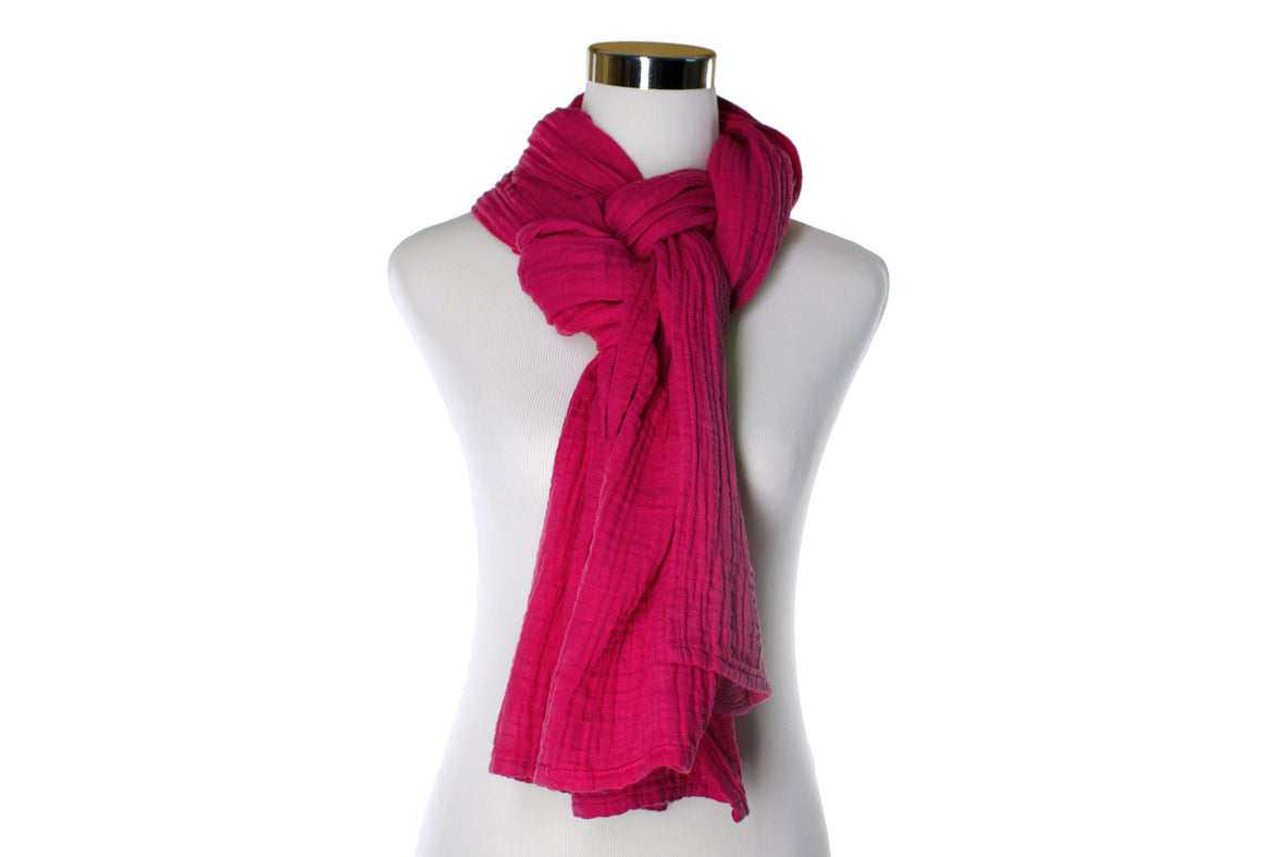 cotton double gauze scarf - magenta - ColorUpLife