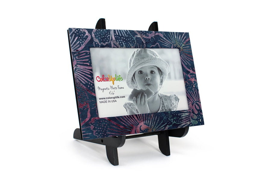 Blue Floral Magnetic Picture Frame by ColorUpLife