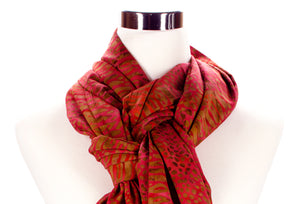 batik scarf closeup - burnt red - ColorUpLife