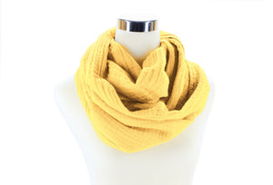Buttercup Yellow Cotton Double Gauze Infinity Scarf by ColorUpLife