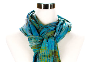 batik scarf closeup - caribbean turquoise - ColorUpLife