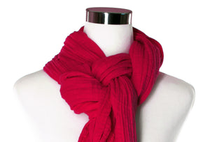 cotton double gauze scarf close-up image - cherry red - ColorUpLife