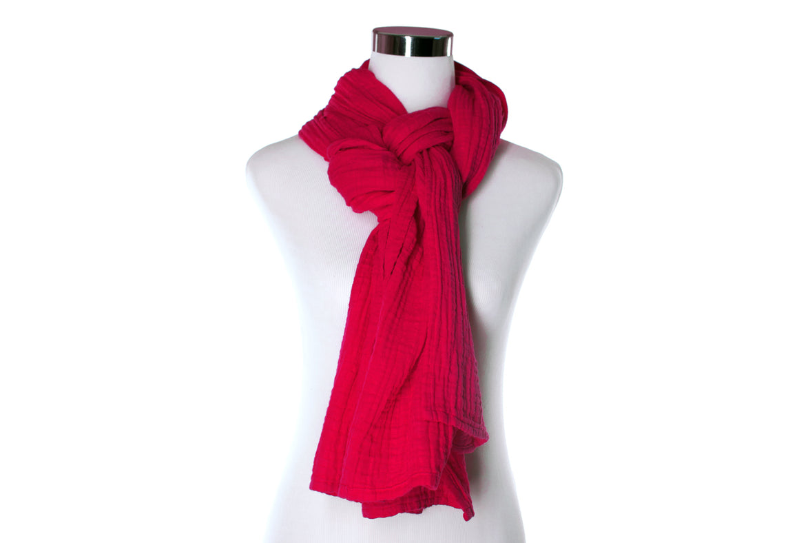 cotton double gauze scarf - cherry red - ColorUpLife