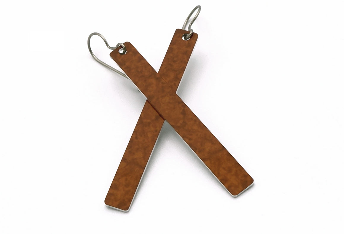 Brown Color Rod Earrings by ColorUpLife