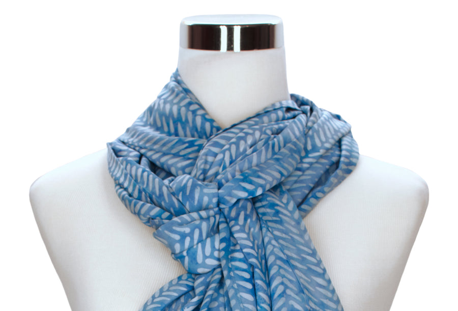 batik rayon scarf - cornflower blue - ColorUpLife