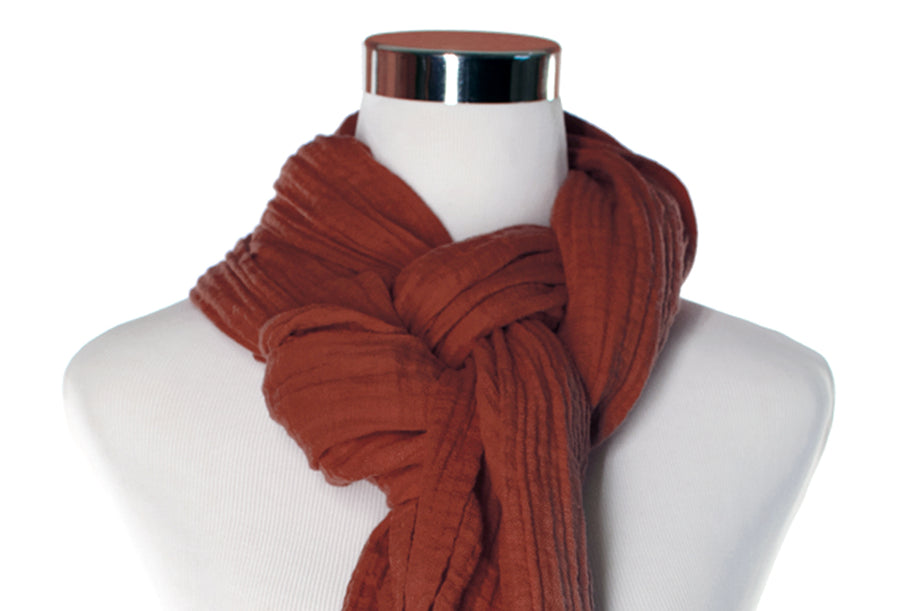 Current Red Cotton Double Gauze Scarf by ColorUpLife