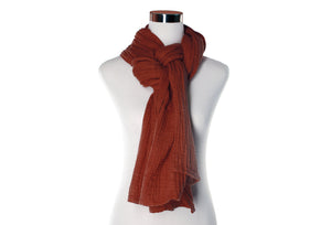 Current Red Cotton Double Gauze Scarf by ColorUpLife