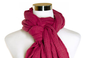 cotton double gauze scarf close-up image - deep fuchsia - ColorUpLife