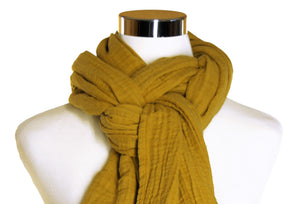 Dark Mustard Cotton Double Gauze Scarf by ColorUpLife