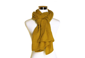 Dark Mustard Cotton Double Gauze Scarf by ColorUpLife