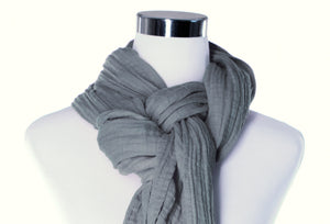 cotton double gauze scarf up-close - fossil gray - ColorUpLife