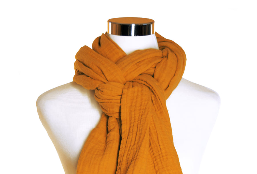 Golden Orange Cotton Double Gauze Scarf by ColorUpLife