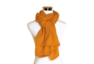 Golden Orange Cotton Double Gauze Scarf by ColorUpLife