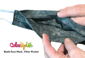 Large Fit Batik Face Mask with Filter Pocket by ColorUpLife