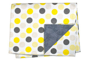 Flannel Blanket - Gray and Yellow Dot