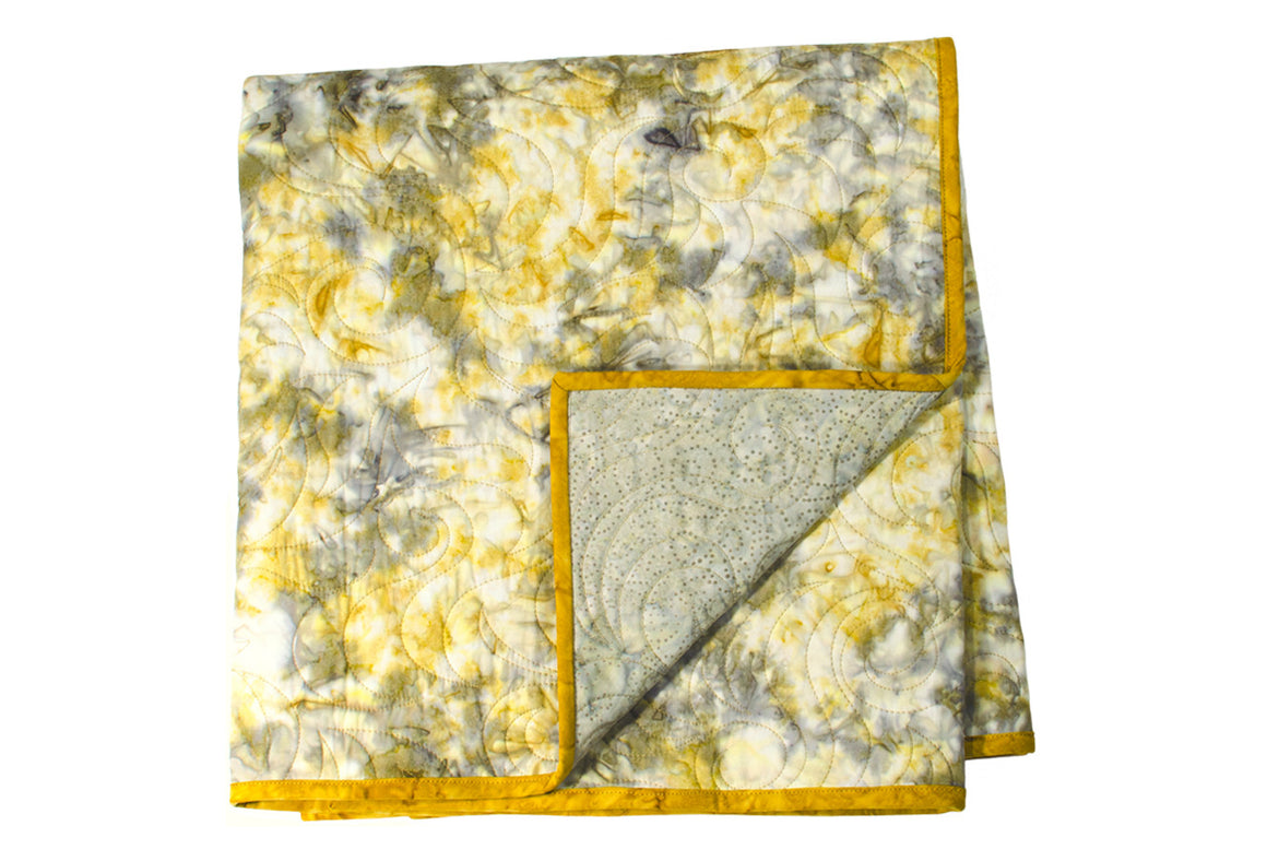 Batik Quilt - Gray and Yellow