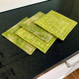 Bamboo Green Batik Fabric Mug Mats by ColorUpLife