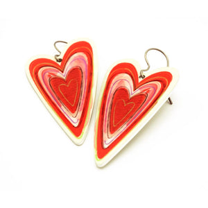 One pair of red and white heart earrings by ColorUpLife