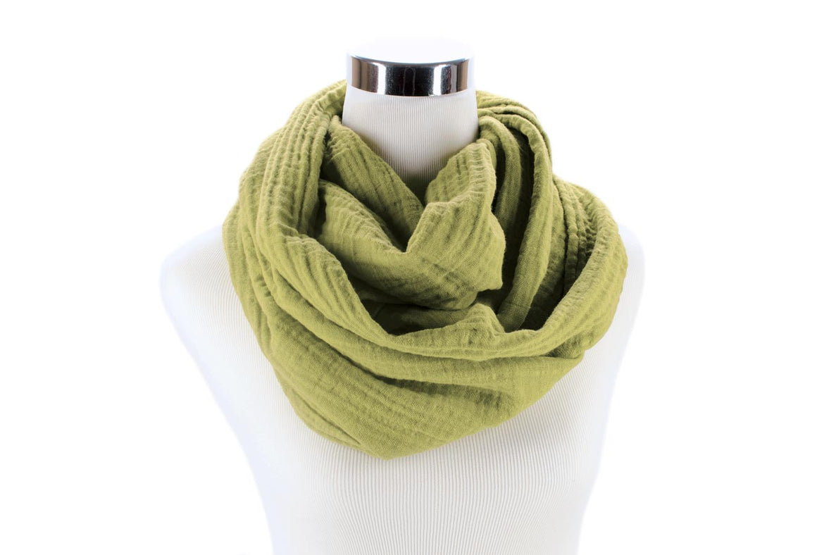 Light Moss Green Infinity Scarf by ColorUpLife
