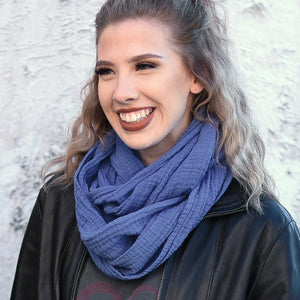 Periwinkle Cotton Double Gauze Infinity Scarf by ColorUpLife