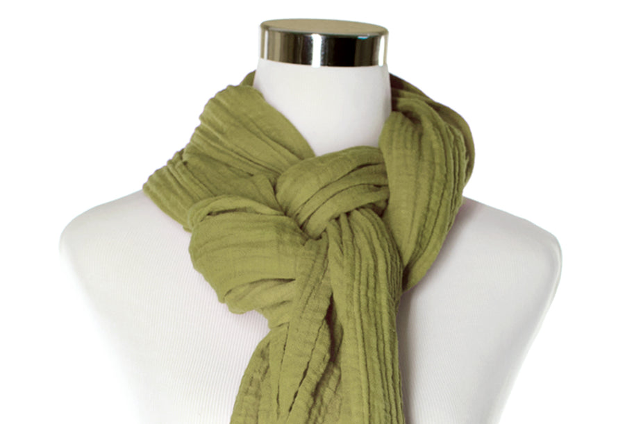 Light Moss Green Cotton Double Gauze Scarf by ColorUpLife