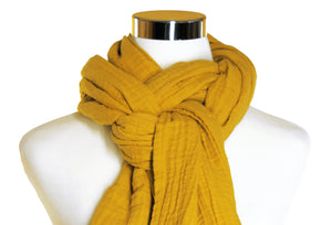 Light Mustard Cotton Double Gauze Scarf by ColorUpLife