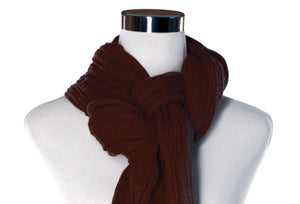 Close-up knot shown on a mahogany cotton scarf by ColorUpLife