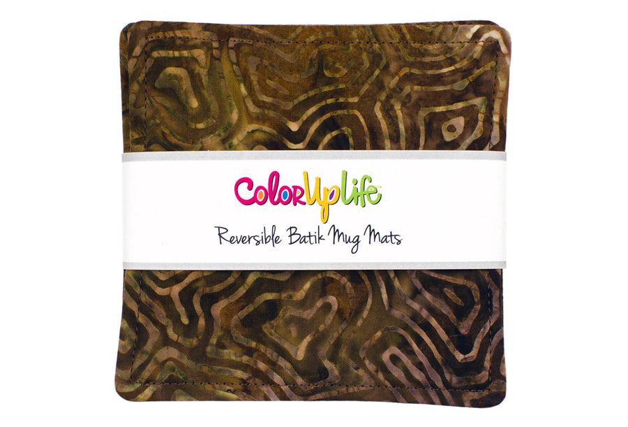 Earthy Brown Batik Fabric Mug Mats by ColorUpLife