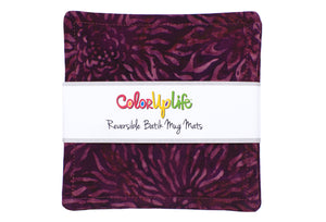 Pleasantly Plum Batik Fabric Mug Mats by ColorUpLife
